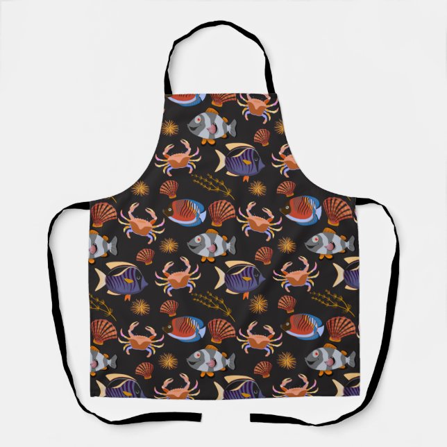 Aquatic animals pattern | ocean underwater life 11 apron (Front)