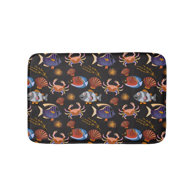 Aquatic animals pattern | ocean underwater life 11 bath mat (Front)
