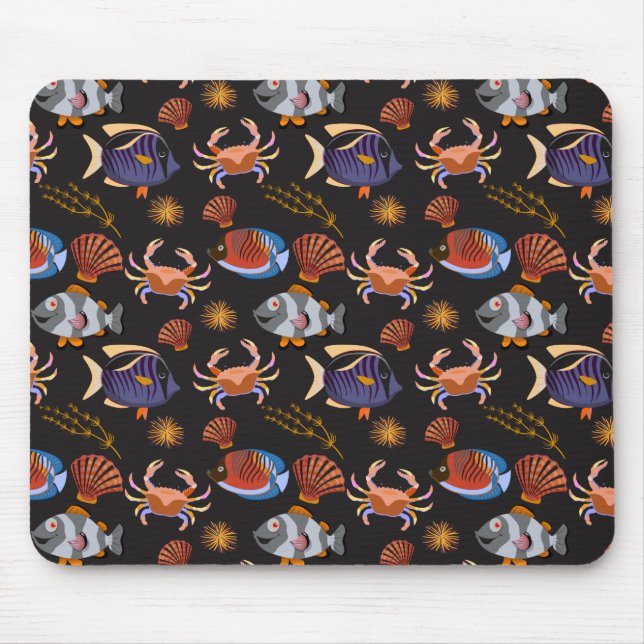 Aquatic animals pattern | ocean underwater life 11 mouse pad (Front)