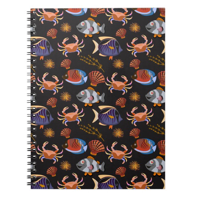 Aquatic animals pattern | ocean underwater life 11 notebook (Front)