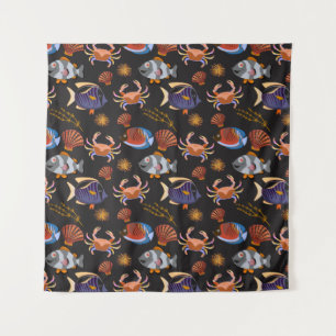Aquatic animals pattern   ocean underwater life 11 tapestry