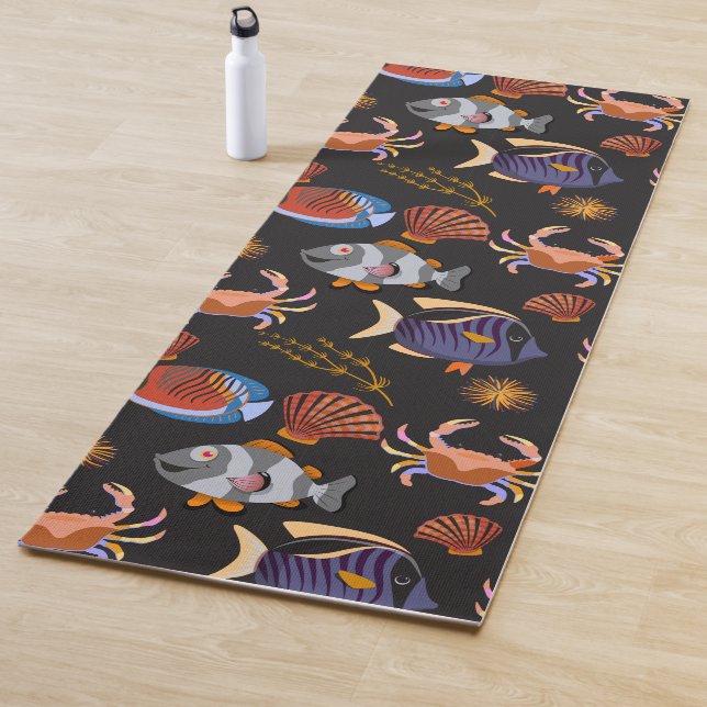 Aquatic animals pattern | ocean underwater life 11 yoga mat (In Situ)