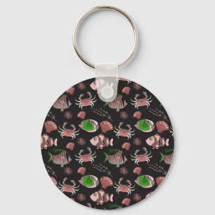 Aquatic animals pattern ocean underwater life 12 keychain