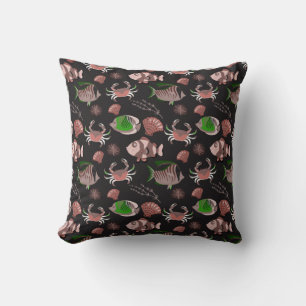 Aquatic animals pattern   ocean underwater life 12 throw pillow