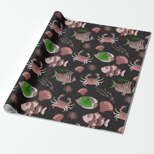 Aquatic animals pattern   ocean underwater life 12 wrapping paper