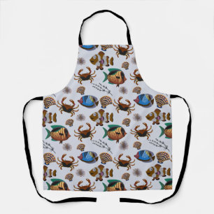 Aquatic animals pattern   ocean underwater life 14 apron