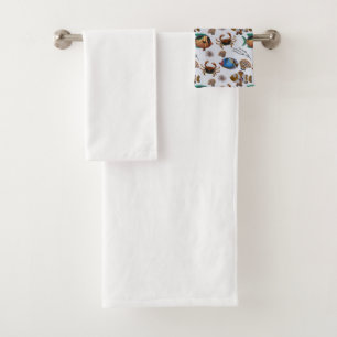 Aquatic animals pattern   ocean underwater life 14 bath towel set