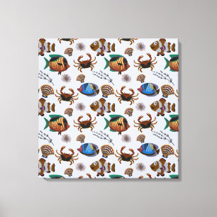 Aquatic animals pattern   ocean underwater life 14 canvas print