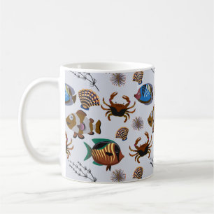 Aquatic animals pattern   ocean underwater life 14 coffee mug