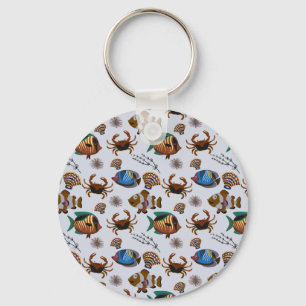 Aquatic animals pattern ocean underwater life 14 keychain