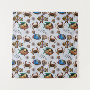 Aquatic animals pattern   ocean underwater life 14 tapestry