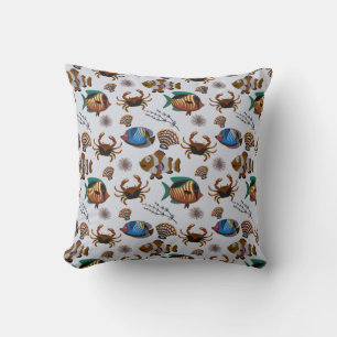 Aquatic animals pattern   ocean underwater life 14 throw pillow