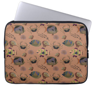 Aquatic animals pattern   ocean underwater life 15 laptop sleeve