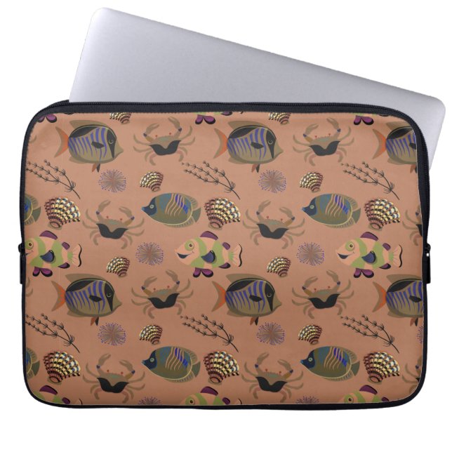 Aquatic animals pattern | ocean underwater life 15 laptop sleeve (Front)