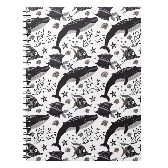 Aquatic animals pattern | ocean underwater life 16 notebook (Front)