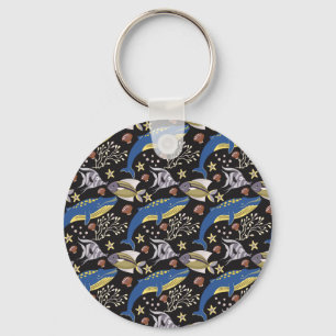 Aquatic animals pattern   ocean underwater life 17 keychain