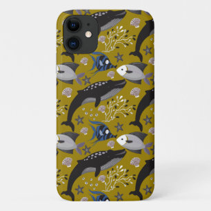 Aquatic animals pattern   ocean underwater life 18 iPhone 11 case
