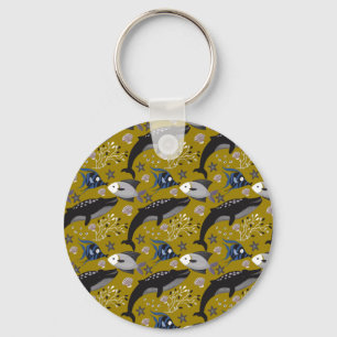 Aquatic animals pattern   ocean underwater life 18 keychain