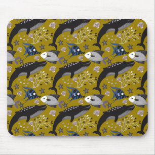 Aquatic animals pattern   ocean underwater life 18 mouse pad