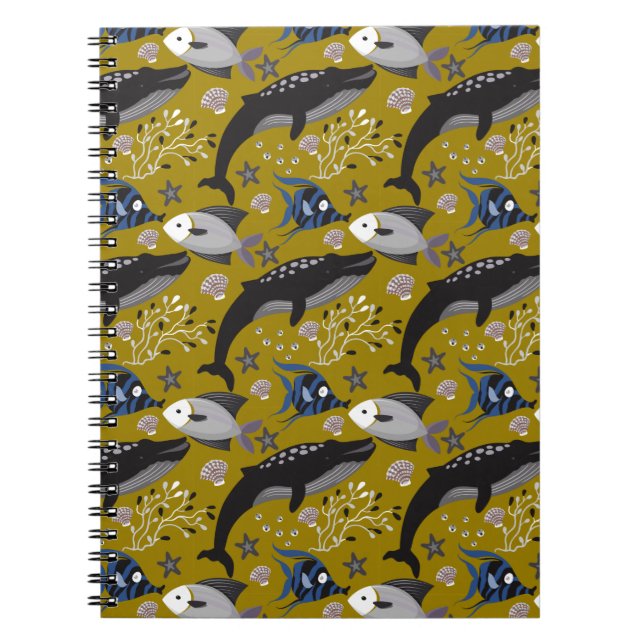 Aquatic animals pattern | ocean underwater life 18 notebook (Front)