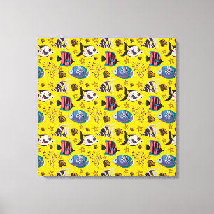 Aquatic animals pattern ocean underwater life 1 canvas print