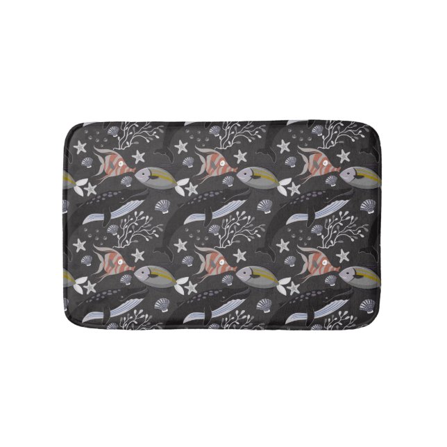 Aquatic animals pattern | ocean underwater life 20 bath mat (Front)