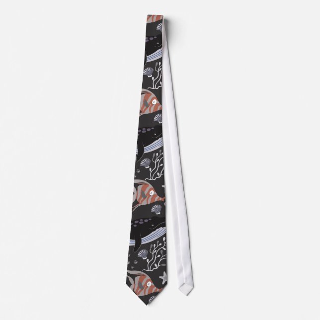 Aquatic animals pattern | ocean underwater life 20 tie (Front)