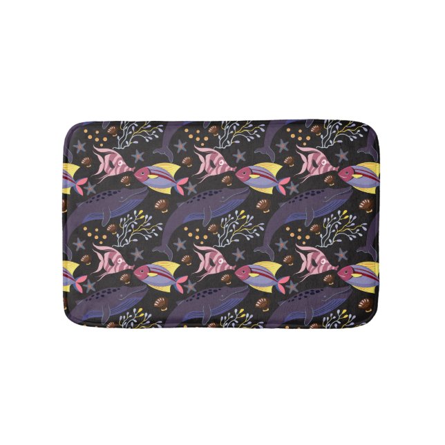Aquatic animals pattern | ocean underwater life 21 bath mat (Front)