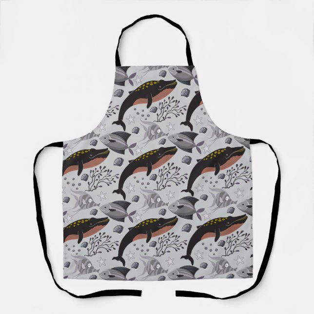 Aquatic animals pattern | ocean underwater life 22 apron (Front)