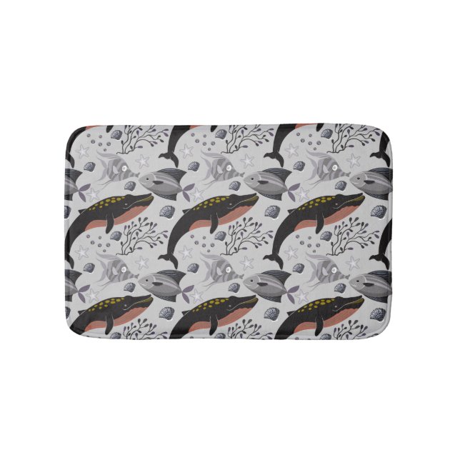 Aquatic animals pattern | ocean underwater life 22 bath mat (Front)