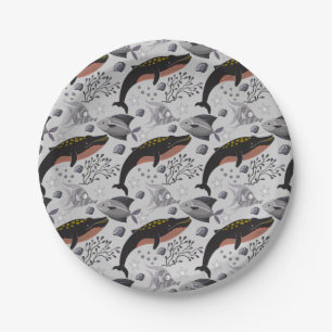 Aquatic animals pattern   ocean underwater life 22 paper plate