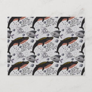Aquatic animals pattern   ocean underwater life 22 postcard