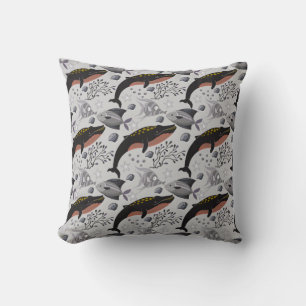 Aquatic animals pattern   ocean underwater life 22 throw pillow