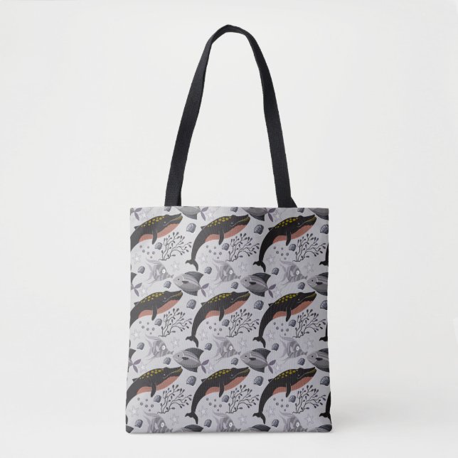 Aquatic animals pattern | ocean underwater life 22 tote bag (Front)