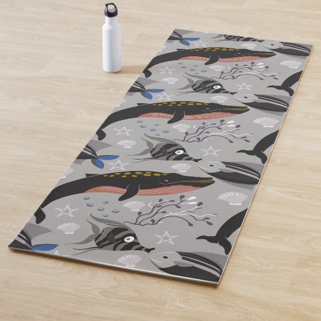 Aquatic animals pattern | ocean underwater life 23 yoga mat (In Situ)