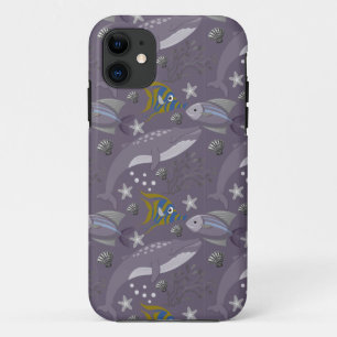 Aquatic animals pattern   ocean underwater life 24 iPhone 11 case