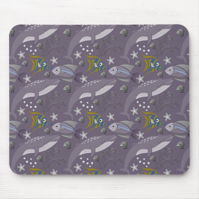 Aquatic animals pattern | ocean underwater life 24 mouse pad (Front)
