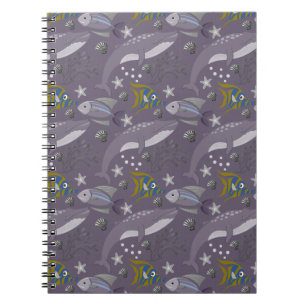 Aquatic animals pattern ocean underwater life 24 notebook