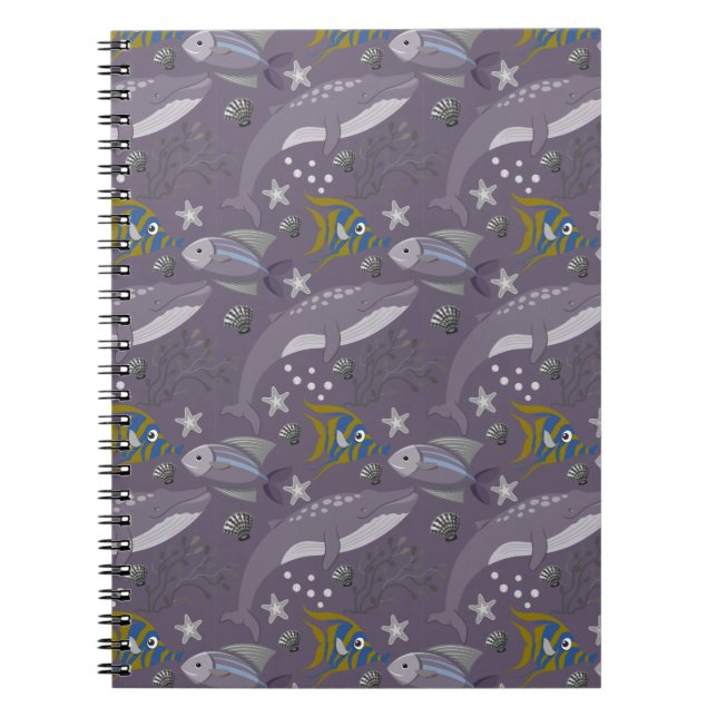 Aquatic animals pattern | ocean underwater life 24 notebook (Front)