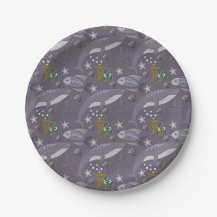 Aquatic animals pattern   ocean underwater life 24 paper plate