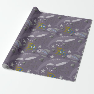 Aquatic animals pattern   ocean underwater life 24 wrapping paper