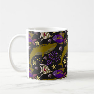 Aquatic animals pattern ocean underwater life 25 coffee mug