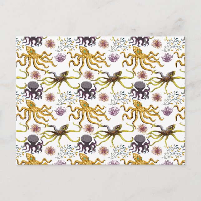 Aquatic animals pattern | ocean underwater life 26 postcard (Front)