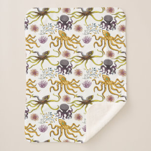 Aquatic animals pattern   ocean underwater life 26 sherpa blanket