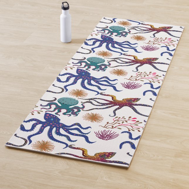 Aquatic animals pattern | ocean underwater life 27 yoga mat (In Situ)