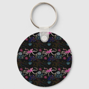 Aquatic animals pattern   ocean underwater life 28 keychain