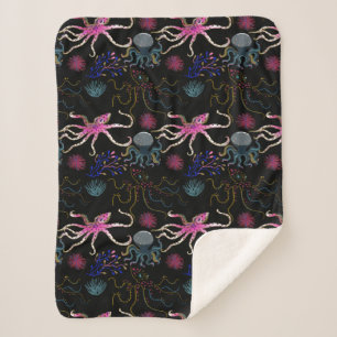 Aquatic animals pattern   ocean underwater life 28 sherpa blanket