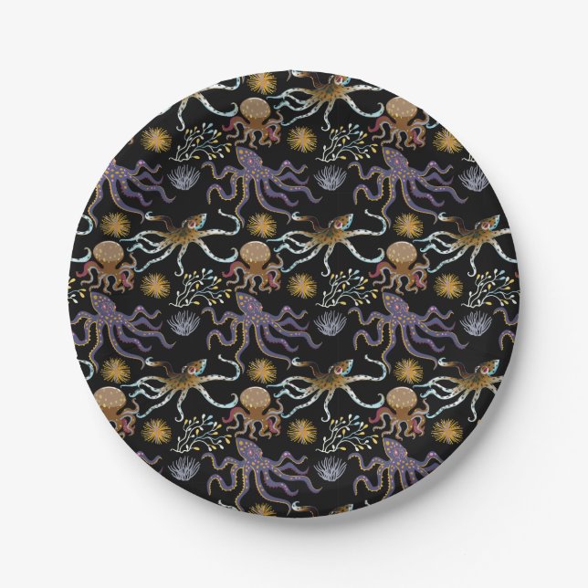 Aquatic animals pattern | ocean underwater life 29 paper plate (Front)