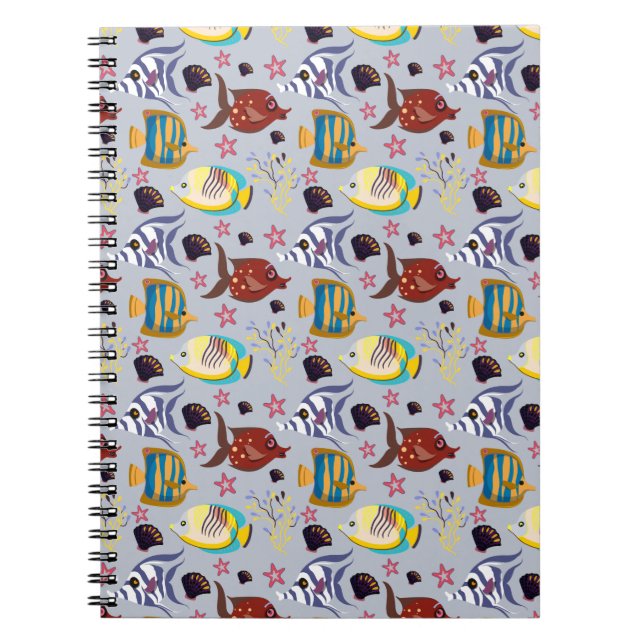 Aquatic animals pattern | ocean underwater life 2 notebook (Front)