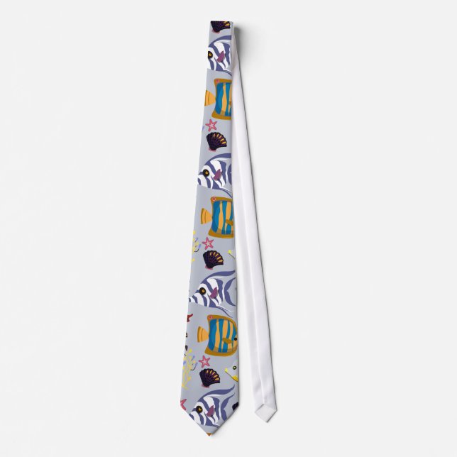 Aquatic animals pattern | ocean underwater life 2 tie (Front)